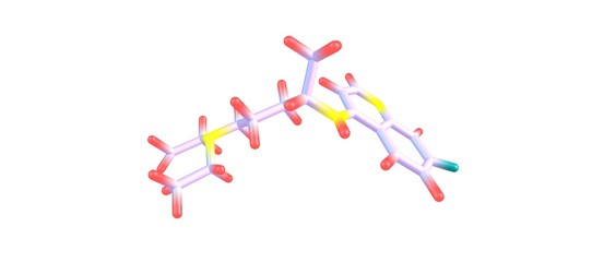 Chloroquine molecular structure isolated on white