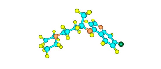 Chloroquine molecular structure isolated on white