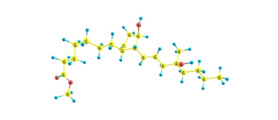 Misoprostol molecular structure isolated on white