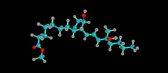 Misoprostol molecular structure isolated on black