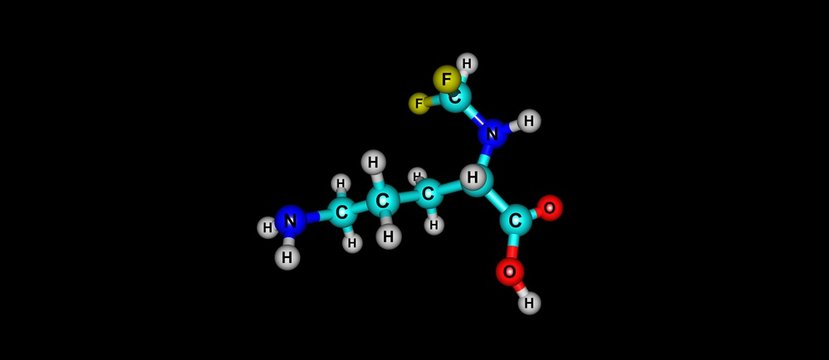 Eflornithine molecular structure isolated on black