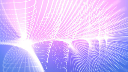 wave 3d particles moving on pink background, futuristic concept on pink, Abstract Technology Background