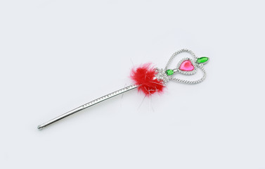 Jewelry stick isolated on white background, Princess scepter toy for children.