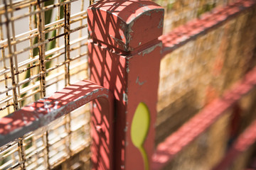 Railing in shadow