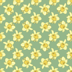 Seamless colorful pattern. Vector background with vintage retro flowers