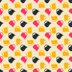 Seamless colorful pattern. Vector background with flat style jug