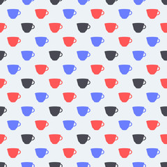 Seamless colorful pattern. Vector background with flat style cups