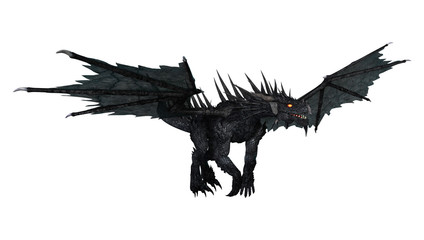 Fototapeta premium 3D Rendering Black Dragon on White
