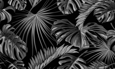 Nahtloses Muster der tropischen Blätter des Vektors