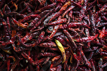 red chilies pepper  with soft-focus and over light in the background