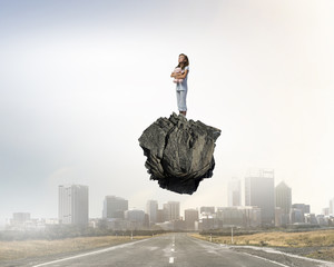 Feeling lonely in this big world. Mixed media