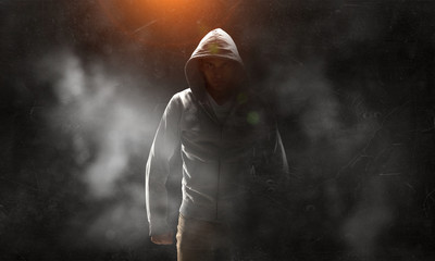 Guy in hoody. Mixed media