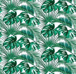 Vector tropical leaves seamless pattern