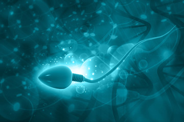 Single male sperm cell. 3d illustration .