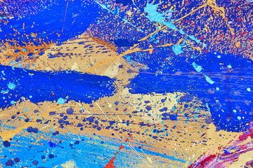 Multicolored vivid and textured gouache abstract background.