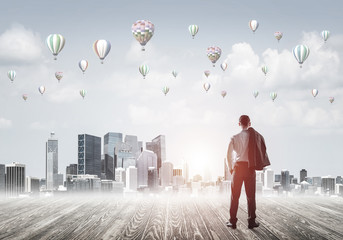 Motivation and inspiration concept with modern cityscape and bus