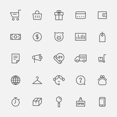market icons vector flat design illustration set 