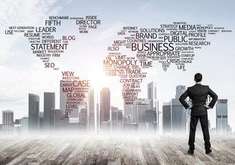 Motivation and inspiration concept with modern cityscape and bus