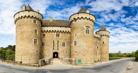 Panoramic view of Chateau de Suscinio in Gulf of Morbihan, Brittany (Bretagne), France.