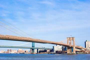 Brooklyn Bridge over East River viewed from New York City