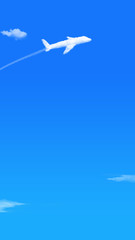 快晴の空に浮かぶ雲  飛行機