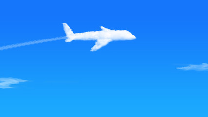 快晴の空に浮かぶ雲  飛行機