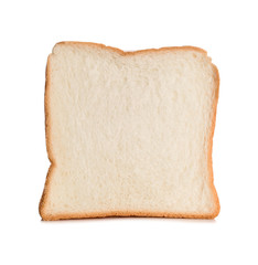 Slice of white bread isolated on white background