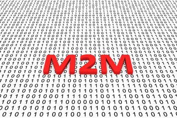 M2M in the form of binary code, 3D illustration