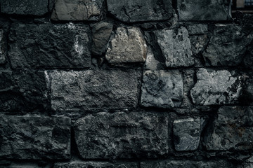 Old stone wall background, brick wall grunge texture close up.