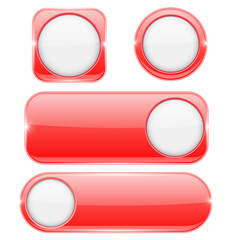 Red glass buttons with white circles