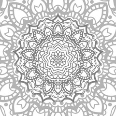Grey Mandala background. Vintage decorative elements. Oriental pattern, vector illustration. Islam, Arabic, Indian, moroccan,spain, turkish, pakistan, chinese, mystic, ottoman motifs.