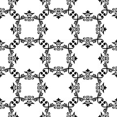 Black ornamental background. Seamless pattern