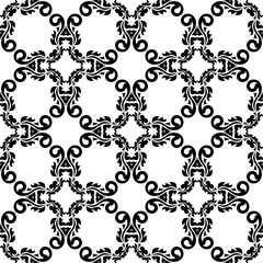 Black ornamental background. Seamless pattern