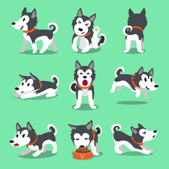 Cartoon character Siberian husky dog poses © jaaakworks