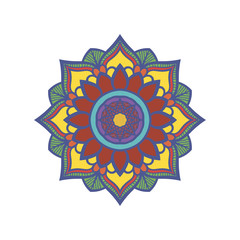 Flower colored ornamental decorative mandala. Vintage design element. Coloring book page. Islam, Arabic, Moroccan, Indian, Turkish, mystic, Pakistan, Chinese, Ottoman motifs. Abstract ornament