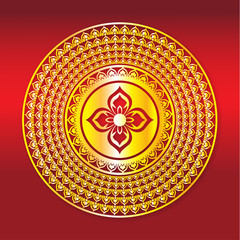 Thai Modern pattern vector red and gold design