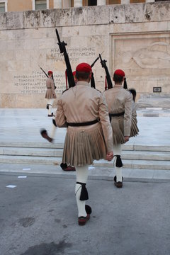 Evzoni guard in front of the Greek parliament, Athens