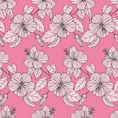 Türaufkleber Fashion seamless pattern with rose hibiscus © ARTvektor