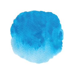 Blue round watercolor on white background