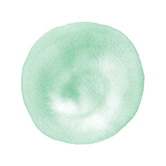 Green round watercolor on white background