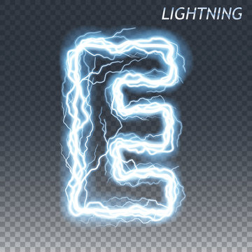 Lightning And Thunder Bolt Or Electric Font, Glow And Sparkle Effect