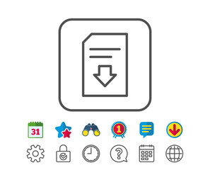 Download Document line icon. File sign.