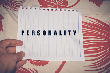 Personality written on white paper, business concept