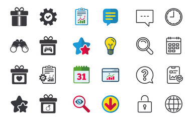 Gift box sign icon. Present symbol.