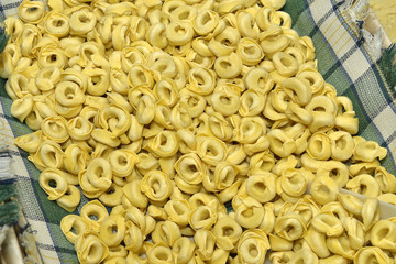 Italy, LOmbardy, fresh home made pasta; tortellini filled with meat