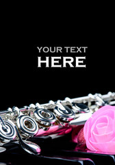 flower,piano keyboard and flute instrument close up with place for your text. © RomixImage