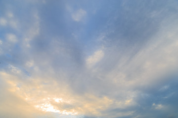 White clouds and blue sky background.