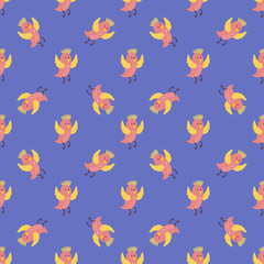 Fototapeta na wymiar Cute birds seamless pattern vector illustration cartoon colorful