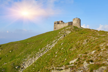 Fototapeta na wymiar The old observatory on Mount Pip Ivan in Carpathians. Ukraine