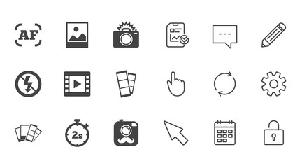 Photo, video icons. Camera, photos and frame.